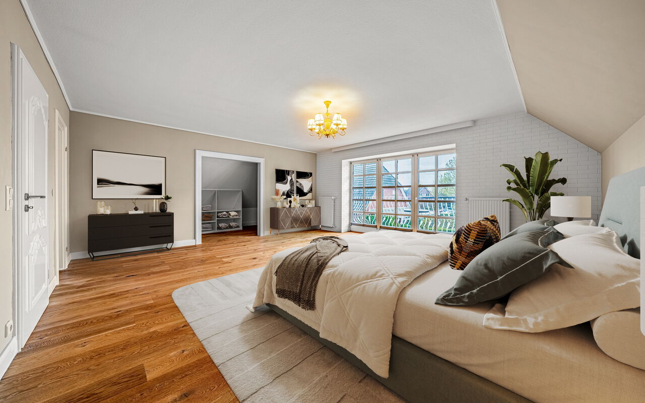 Schlafzimmer (mit Möblierungsvorschlag)